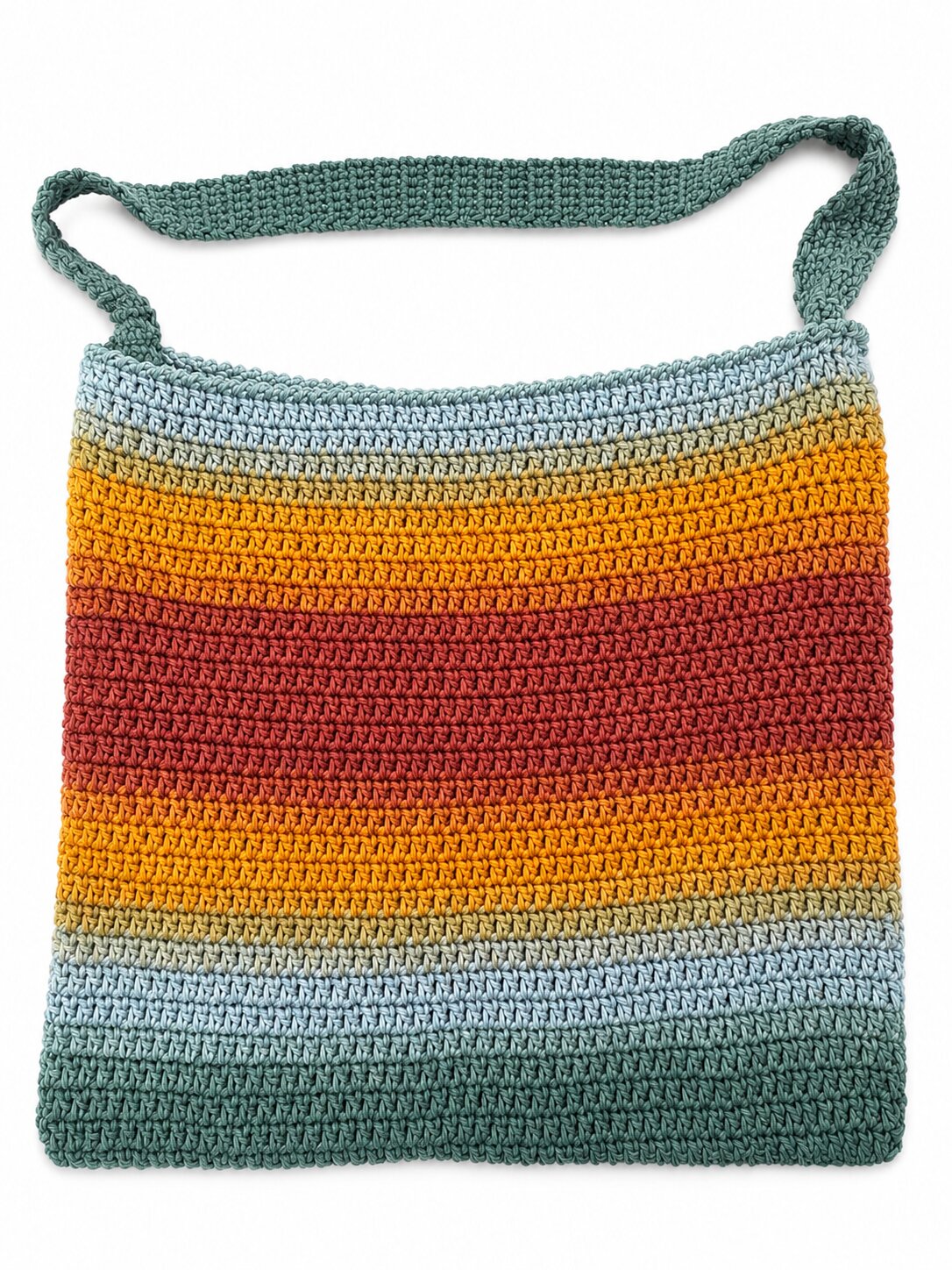 Autumn Sunset Crochet Shoulder Bag | Handmade Cotton Tote