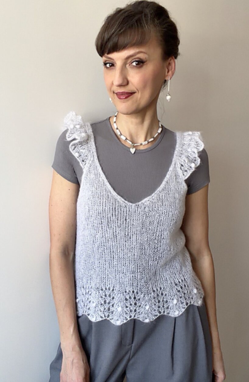 🌸 Angel Wings Top Knitting Pattern PDF – Romantic Mohair Tank Top