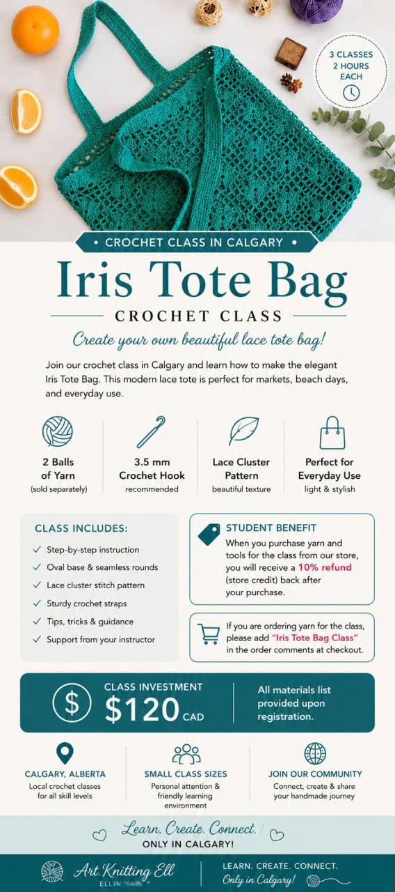 Iris Tote Bag Crochet Class in Calgary