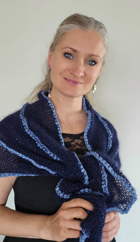 🧣 Aurora Drift Shawl Knitting Pattern PDF – Mohair Wrap Tutorial