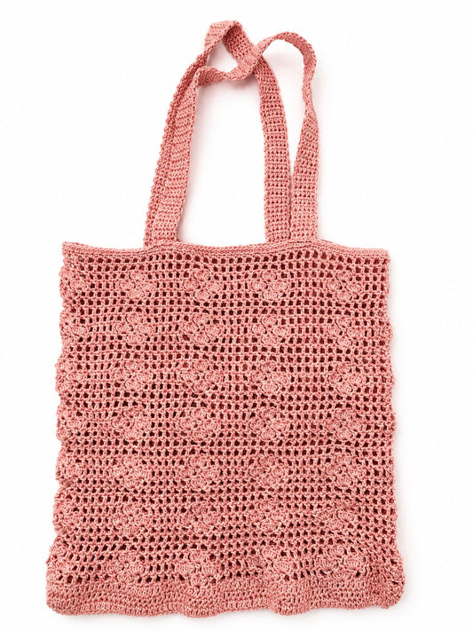 Blush Bloom Crochet Tote Bag | Handmade Cotton Market Tote