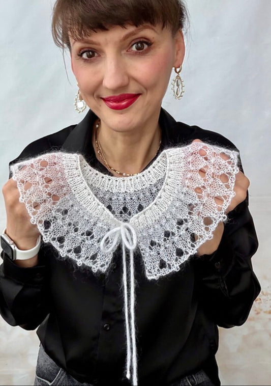🤍 Heartlace Collar Knitting Pattern PDF – Romantic Lace Detachable Collar