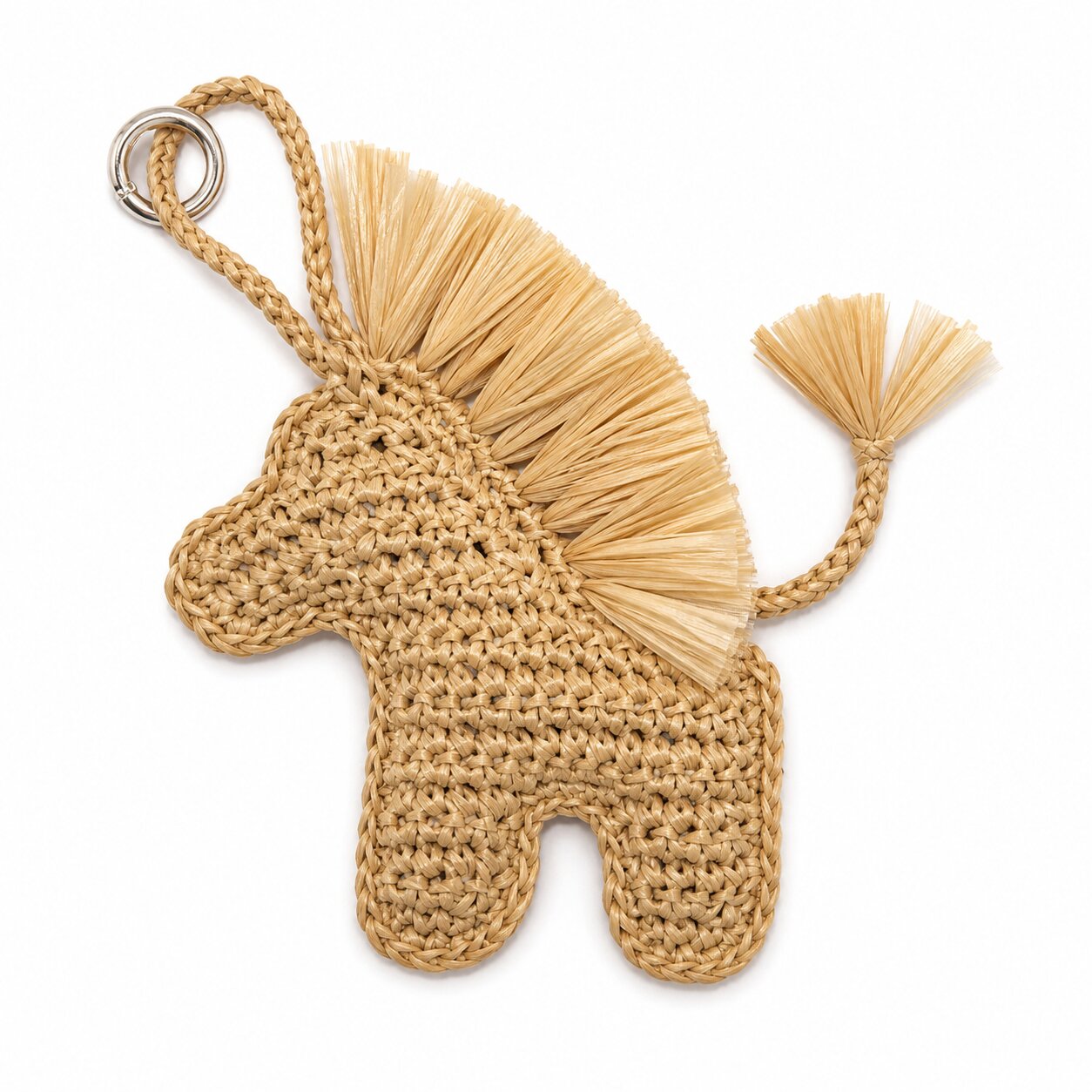 🦄 Handmade Raffia Unicorn Keychain Charm | ISPIE Rayon Raffia Yarn | Bag Charm | Handmade Gift