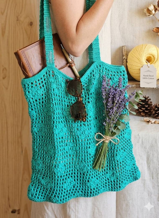 🎁 Iris Tote Bag Crochet Pattern PDF – Lace Market Bag Tutorial