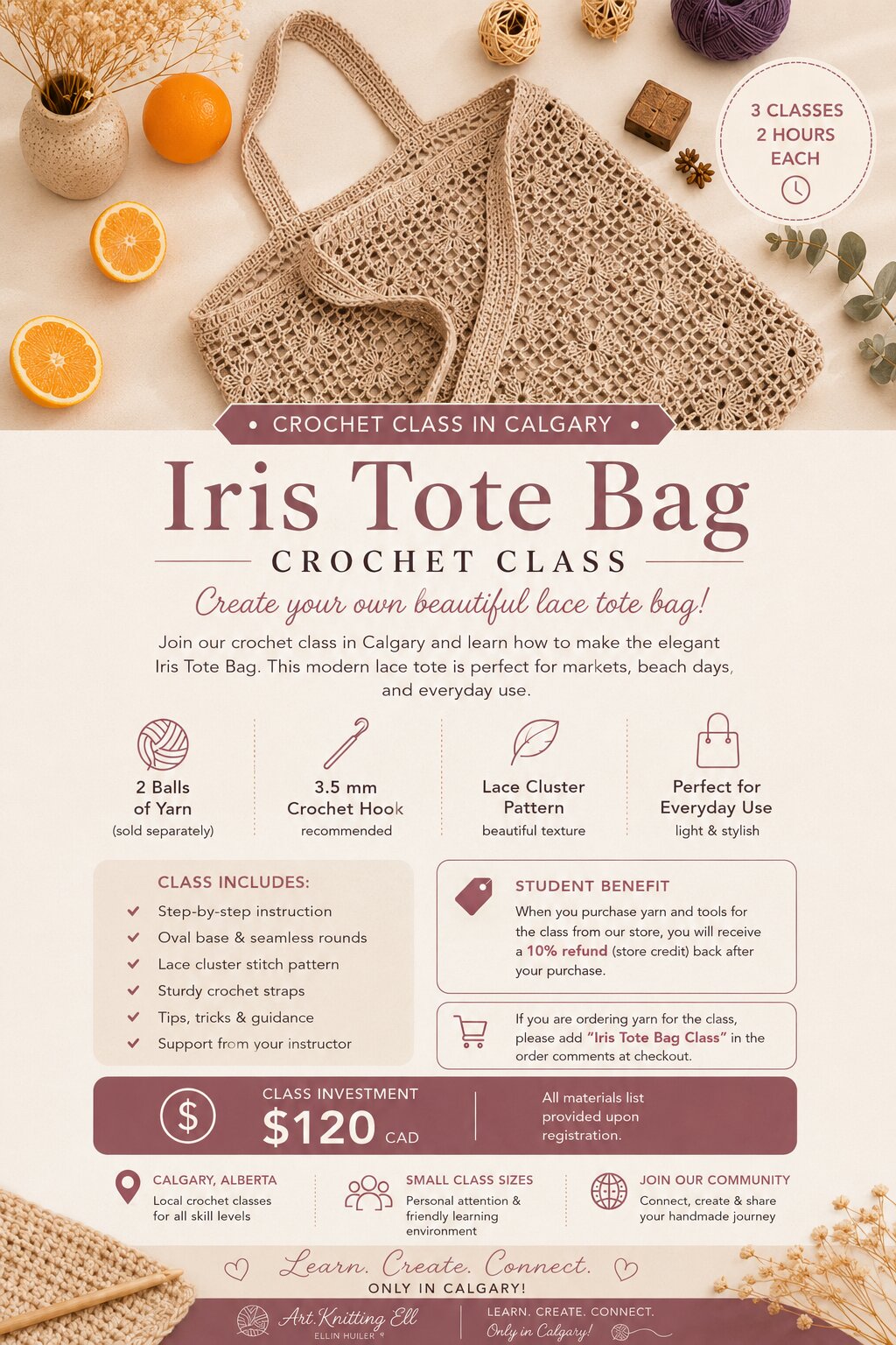 Iris Tote Bag Crochet Class in Calgary