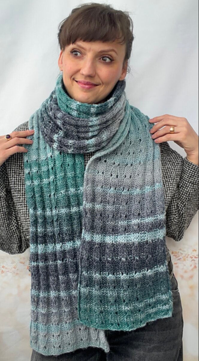 🧣 Icicle Drift Scarf Knitting Pattern PDF – Modern Textured Scarf Tutorial