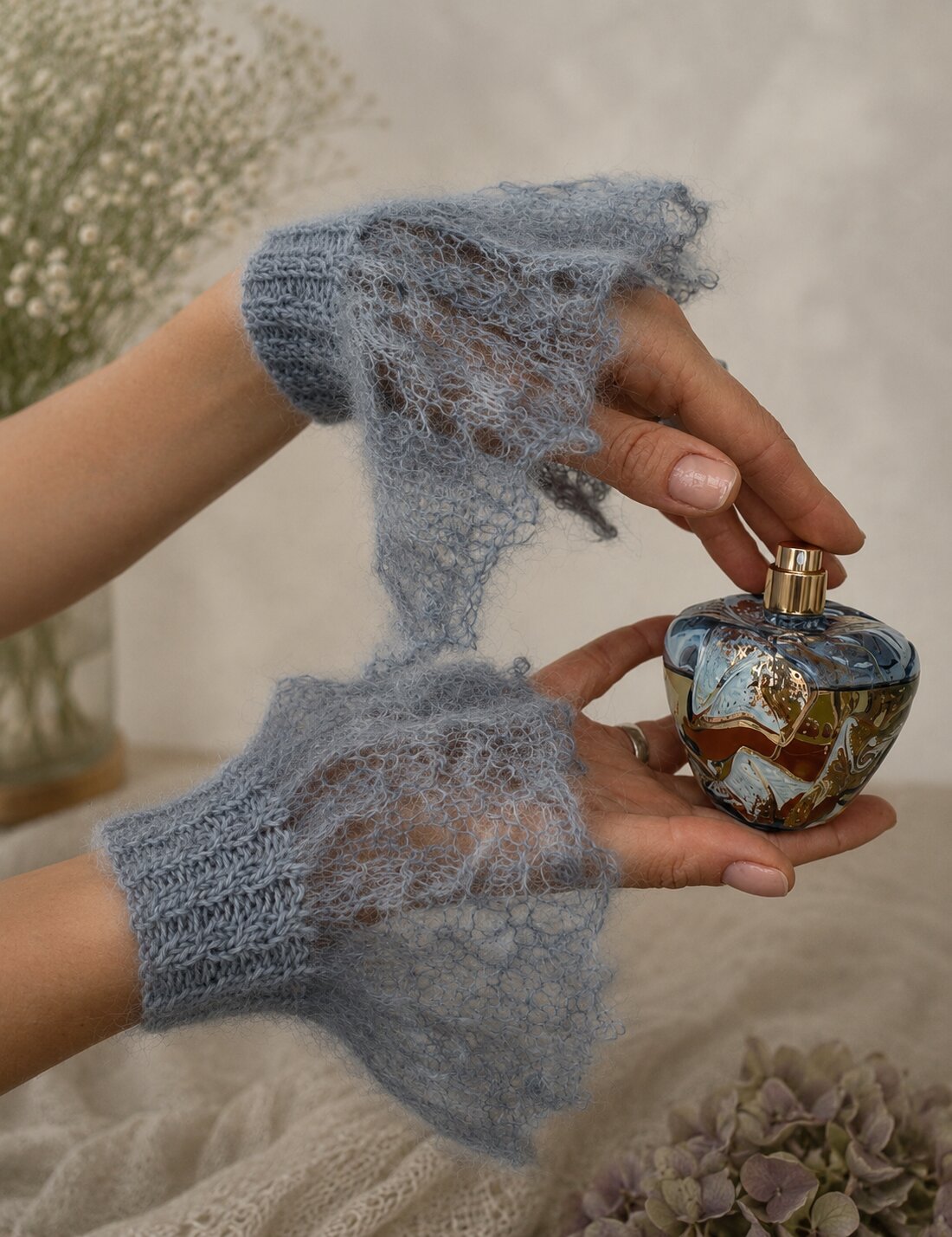 Novell Cuffs Wristlets | Handmade 100% Kid Silk Mohair Wrist Warmers