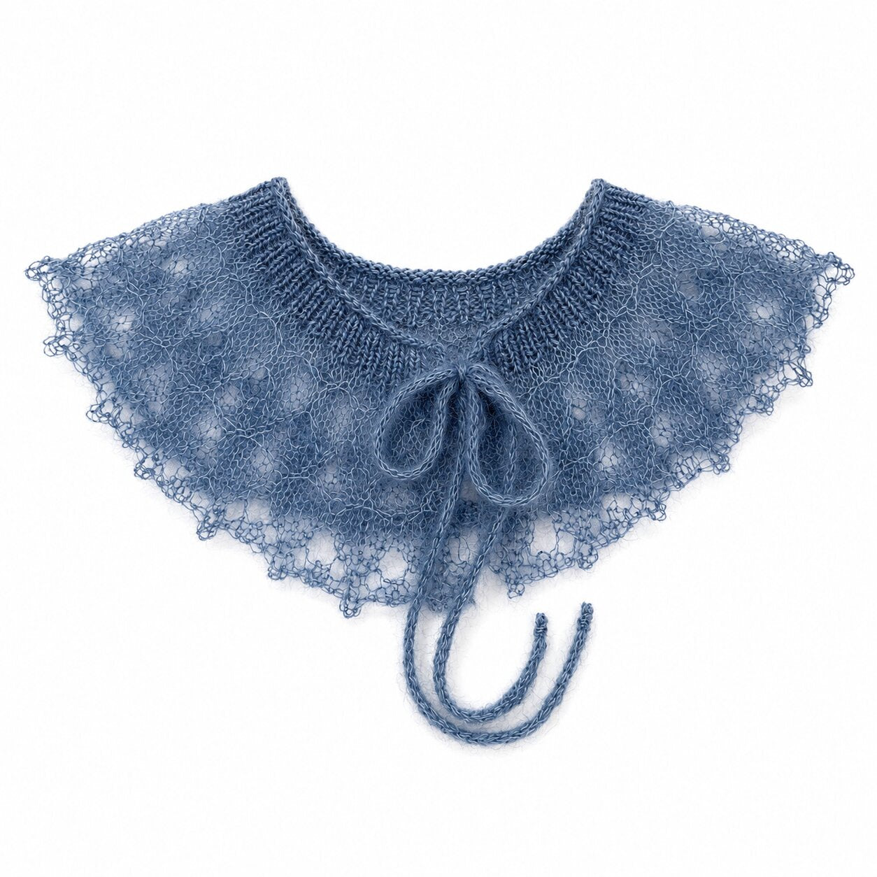 Blue Mohair Collar – Handmade Adult Detachable Collar | 100% Kid Silk Mohair
