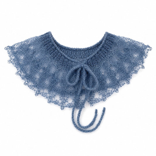💙 Blue Mohair Collar – Handmade Adult Detachable Collar | 100% Kid Silk Mohair