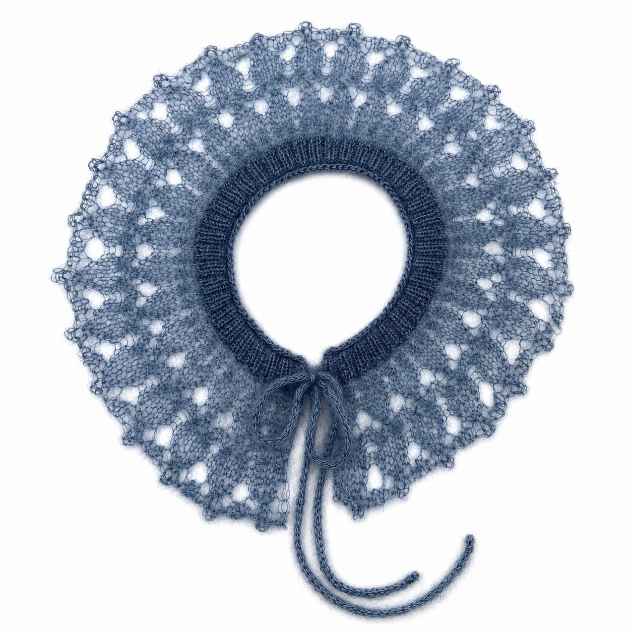Blue Mohair Collar – Handmade Adult Detachable Collar | 100% Kid Silk Mohair