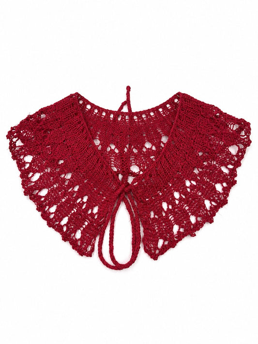 ❤️ Red Lace Linen Collar – Handmade Adult Detachable Collar | 100% Linen