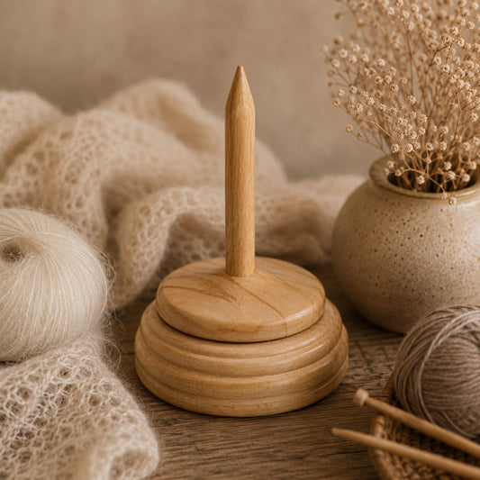 Wooden Yarn Spindle | Yarn Holder for Knitting & Crochet | Ellyn Yarn