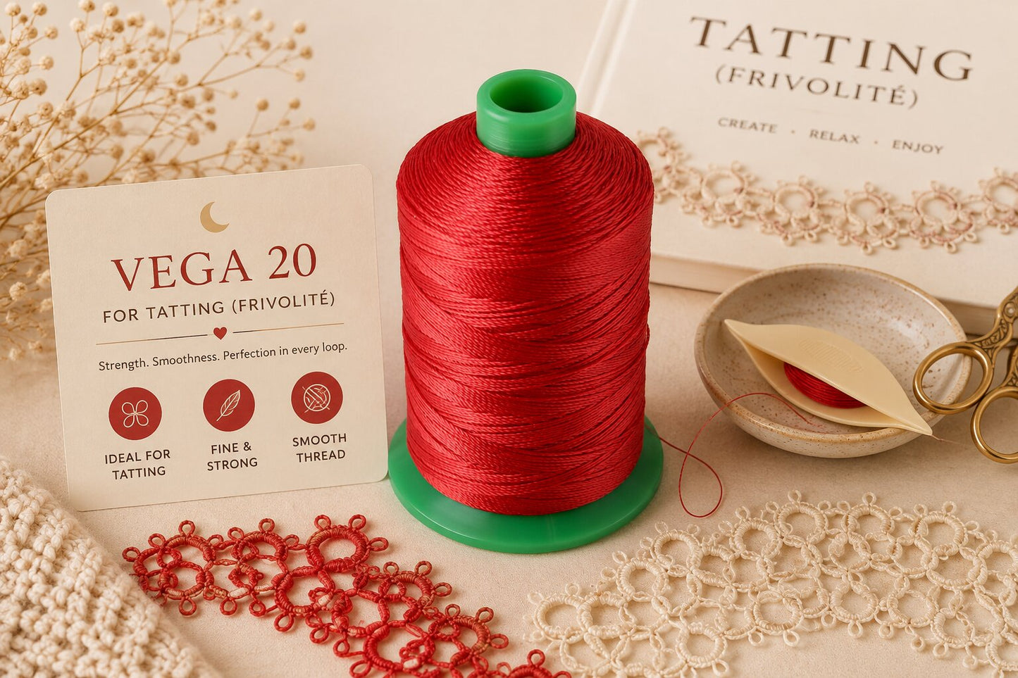 🌿 Arianna Vega 20 Italian Polyester Thread | Tatting & Frivolité Thread